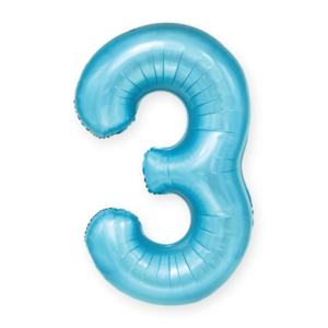 Balon foliowy "cyfra 3", niebieska, 100 cm