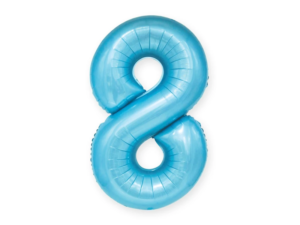 Balon foliowy "cyfra 8", niebieska, 100 cm