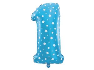 Balon foliowy „cyfra 1”, niebieska, 40 cm