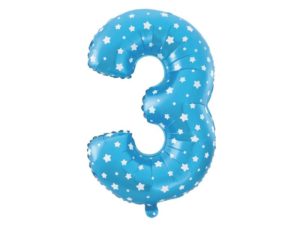 Balon foliowy „cyfra 3”, niebieska, 40 cm