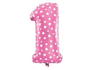 Balon foliowy „cyfra 1”, różowa, 40 cm