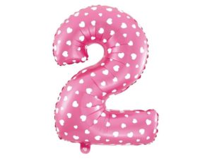 Balon foliowy „cyfra 2”, różowa, 40 cm