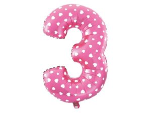 Balon foliowy „cyfra 3”, różowa, 40 cm