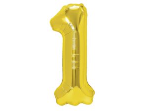 Balon foliowy „cyfra 1”, złota, 40 cm