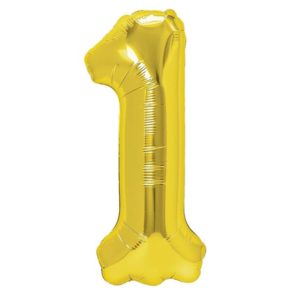 Balon foliowy „cyfra 1”, złota, 40 cm