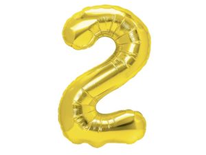 Balon foliowy „cyfra 2”, złota, 40 cm