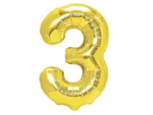 Balon foliowy „cyfra 3”, złota, 40 cm