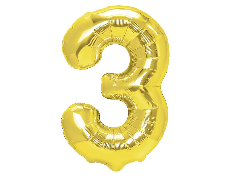 Balon foliowy „cyfra 3”, złota, 40 cm