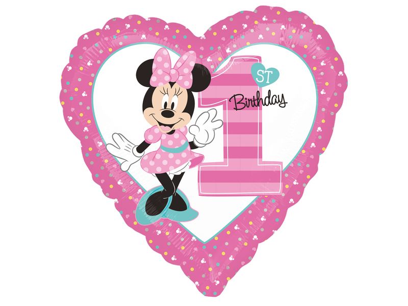 Balon foliowy „Minnie Mouse 1st Birthday”, 45 cm (18 cali)