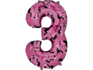 Balon foliowy "cyfra 3", fioletowa, Myszka Miki (Mickey Mouse), 66 cm