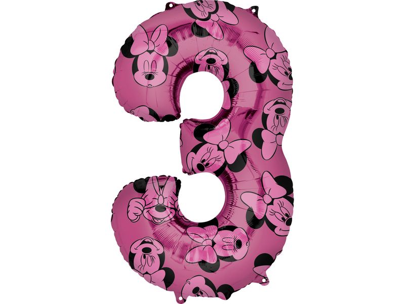 Balon foliowy "cyfra 3", fioletowa, Myszka Miki (Mickey Mouse), 66 cm