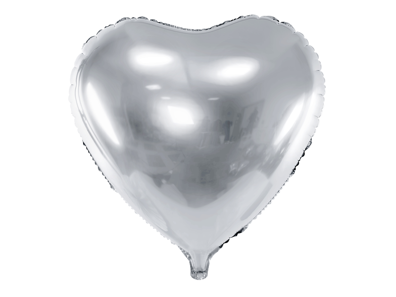 Balon foliowy serce, srebrny, 61 cm (24 cali)