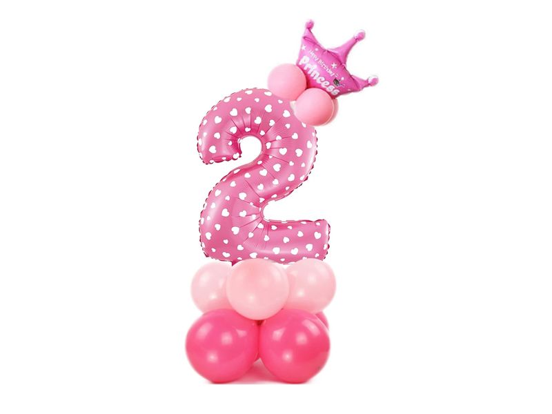 Zestaw balonów na powietrze, cyfra "2", różowy