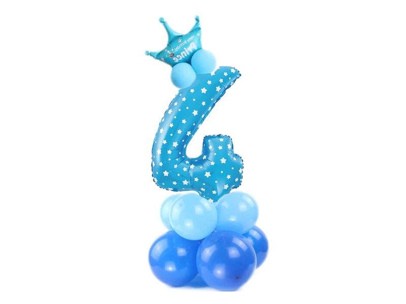 Zestaw balonów na powietrze, cyfra "4", niebieski