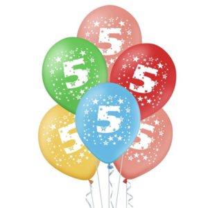 Zestaw balonów kolorowych na urodziny z cyfrą "5", 12 cali, 5 szt.