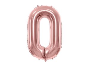 Balon foliowy "cyfra 0", różowe złoto, 100 cm