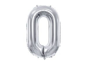 Balon foliowy "cyfra 0", srebrna, 100 cm