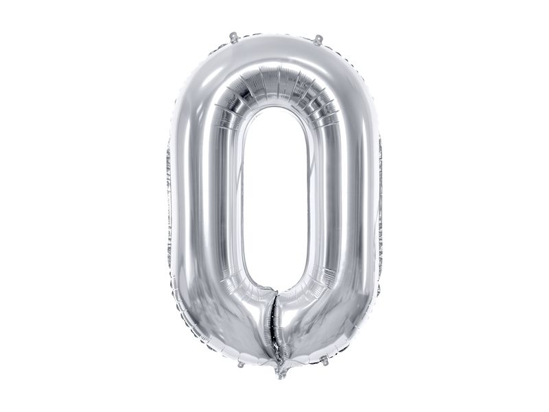 Balon foliowy "cyfra 0", srebrna, 100 cm
