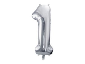 Balon foliowy "cyfra 1", srebrna, 100 cm