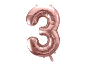 Balon foliowy "cyfra 3", różowe złoto, 100 cm