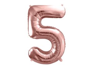 Balon foliowy "cyfra 5", różowe złoto, 100 cm