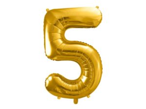 Balon foliowy "cyfra 5", złota, 100 cm