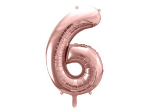 Balon foliowy "cyfra 6", różowe złoto, 100 cm