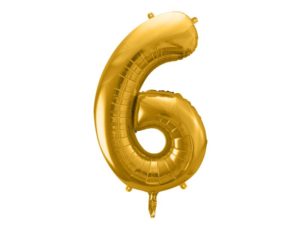 Balon foliowy "cyfra 6", złota, 100 cm