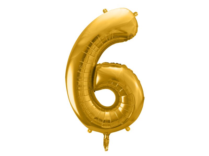 Balon foliowy "cyfra 6", złota, 100 cm