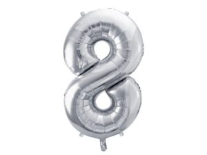 Balon foliowy "cyfra 8", srebrna, 100 cm