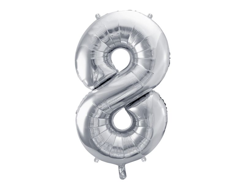 Balon foliowy "cyfra 8", srebrna, 100 cm
