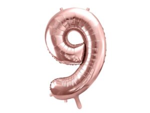 Balon foliowy "cyfra 9", różowe złoto, 100 cm