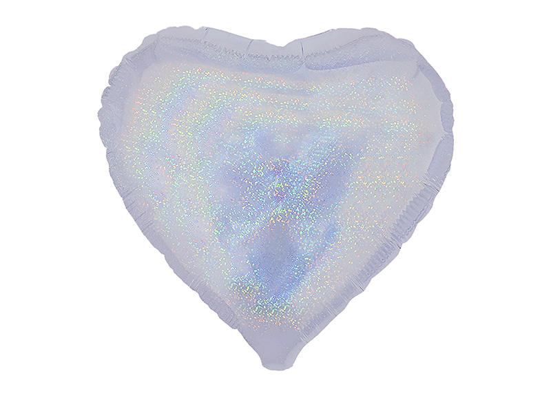 Balon foliowy serce, holograficzny srebrny, 45 cm (18 cali)