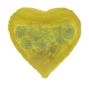 Balon foliowy serce, holograficzny złoty, 45 cm (18 cali)