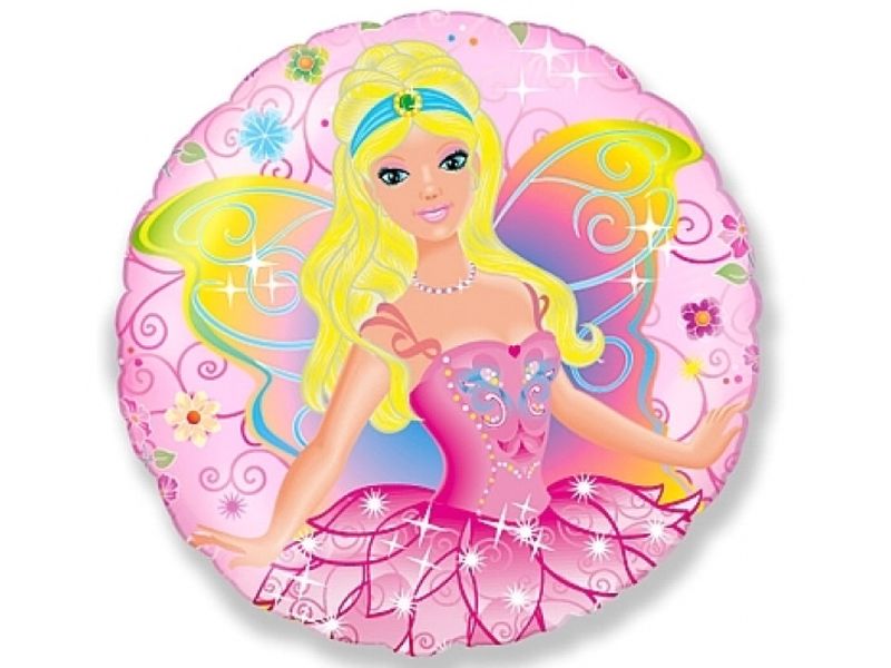 Balon foliowy „Różowa wróżka", okrągły, 45 cm (18 cali)