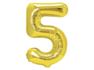 Balon foliowy „cyfra 5”, złota, 40 cm