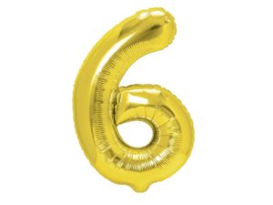 Balon foliowy „cyfra 6”, złota, 40 cm