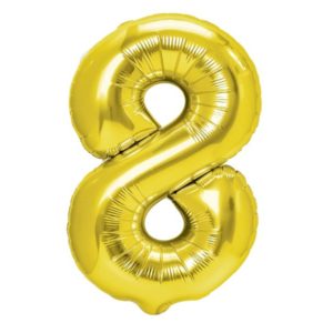Balon foliowy „cyfra 8”, złota, 40 cm