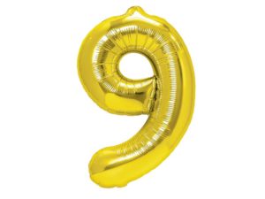 Balon foliowy „cyfra 9”, złota, 40 cm