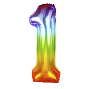 Balon foliowy "cyfra 1", tęczowa, 100 cm