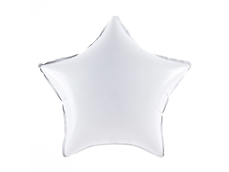 Balon foliowy gwiazda, biały, 45 cm (18 cali)
