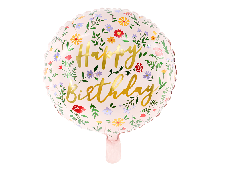 Balon foliowy "Happy Birthday", jasno różowy, 35 cm (14 cali)