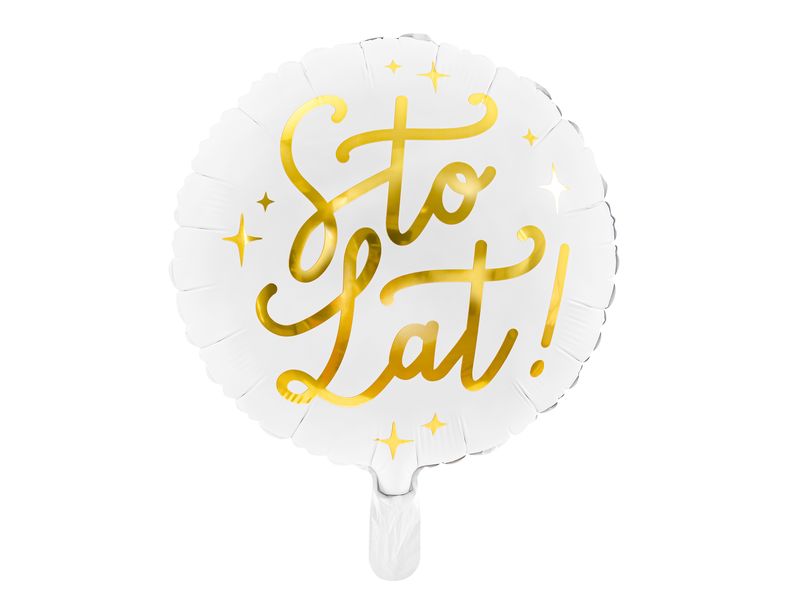 Balon foliowy "Sto lat!", biały, 35 cm