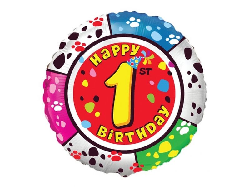 Balon foliowy "Happy Birthday - z cyfrą 1", 45 cm (18 cali)