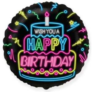 Balon foliowy "Happy Birthday- NEON", 45 cm (18 cali)