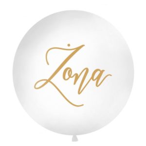 Balon lateksowy "Żona", 100 cm, biały z nadrukiem złotym