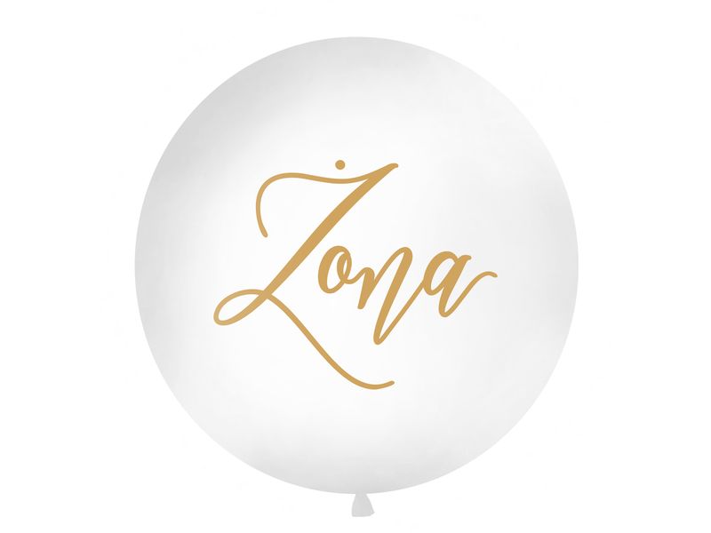 Balon lateksowy "Żona", 100 cm, biały z nadrukiem złotym