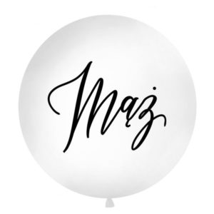 Balon lateksowy "Mąż", 100 cm, biały z nadrukiem czarnym