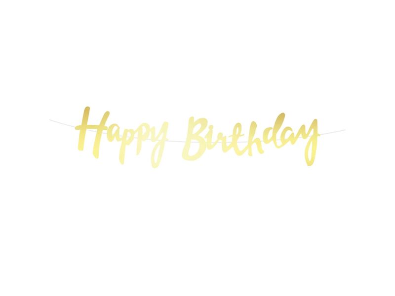 Baner urodzinowy "Happy Birthday", 110 cm, złoty