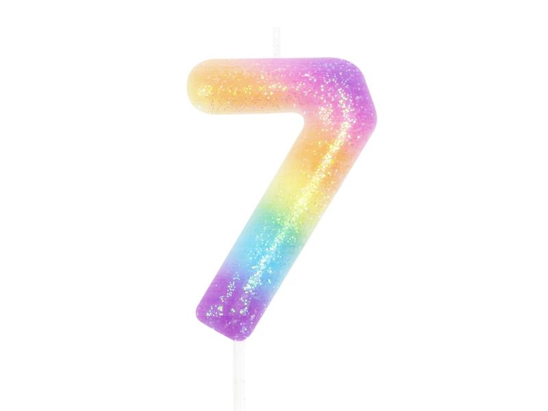 Świeczka urodzinowa cyfra "7", kolorowa